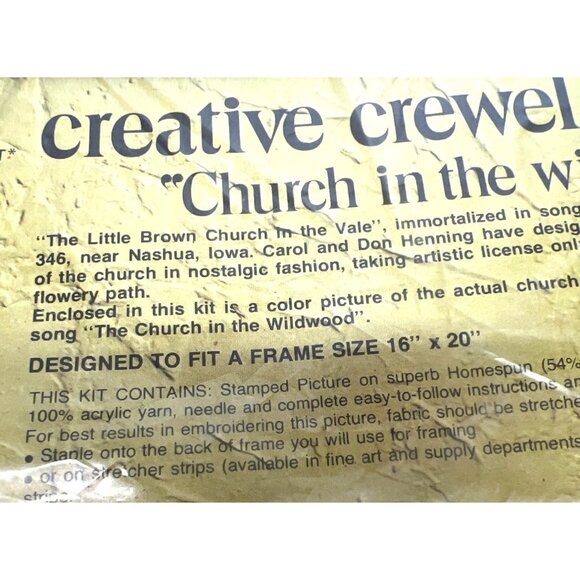 Creative Crewel Stitchery Kit "Church In The Wildwood" 16"x20" Design 100% Acryl - Picture 4 of 5